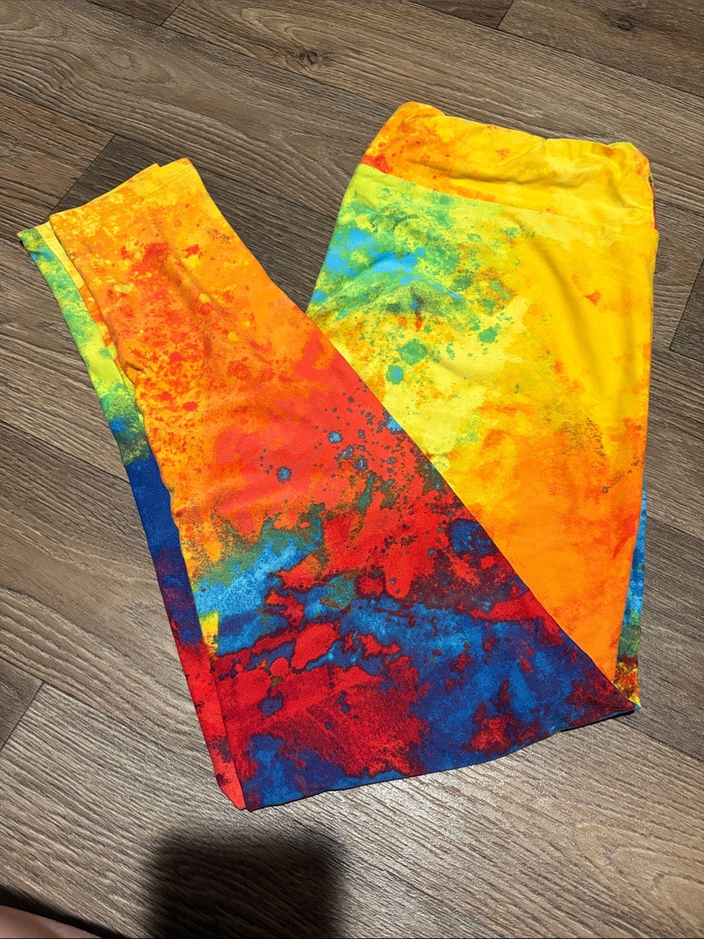 LuLaRoe Bright Multicolor Tie-Dye Leggings - Yellow, Red & Blue